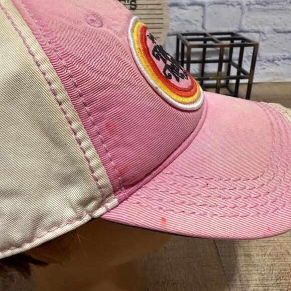 True Religion Distressed Style Strapback Trucker Baseball Cap Hat Tan pink main image 10